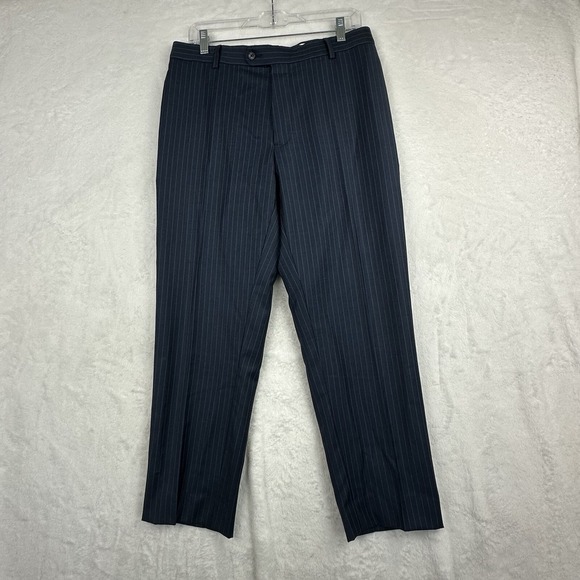 Joseph Abboud Other - Joseph Abboud Dark Blue Navy Pinstripe Flat Front Wool Mens Dress Pants 32x26.5‎